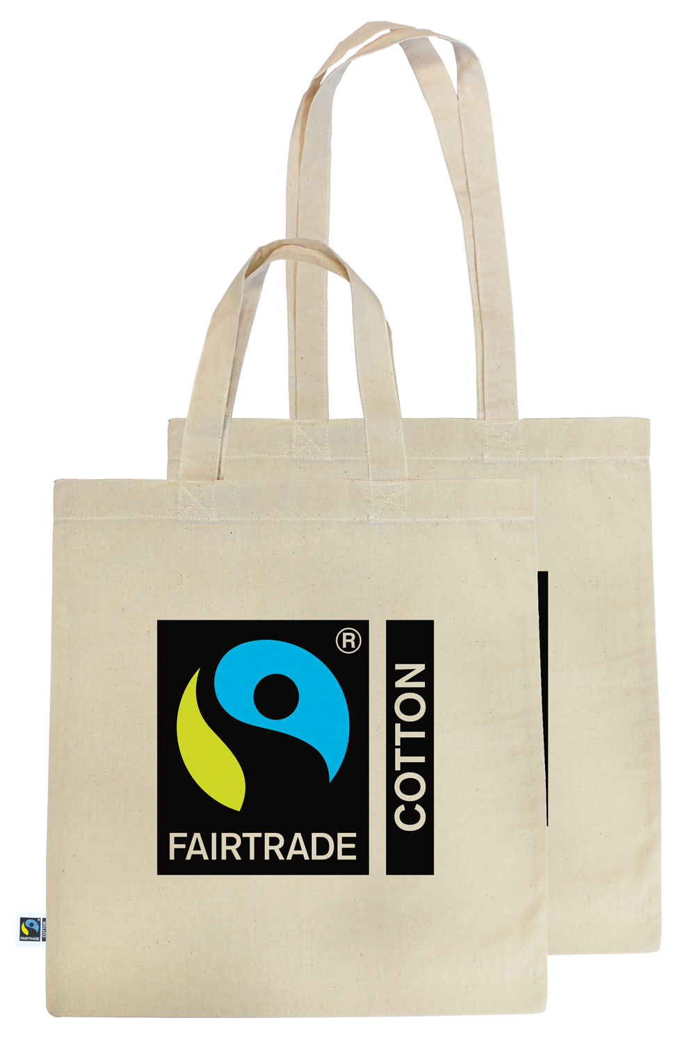 FAIR-TRADE-Baumwolltasche, natur, 2 lange Henkel